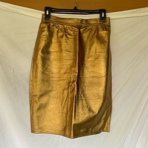 Vintage Ungaro Parallele Gold Leather Skirt
